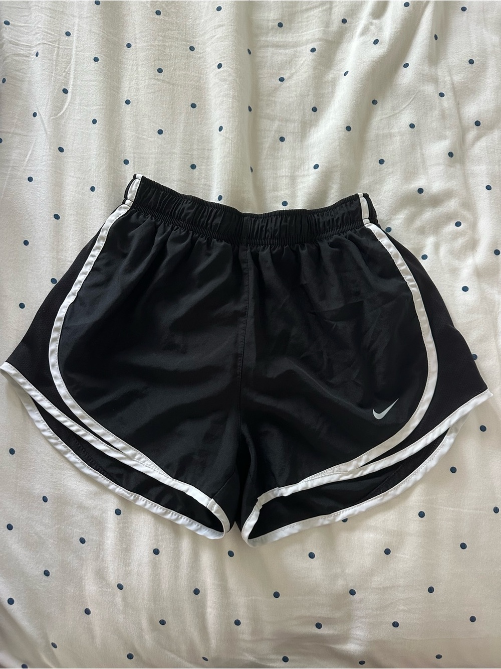 Nike Black Athletic Running Shorts with White Piping